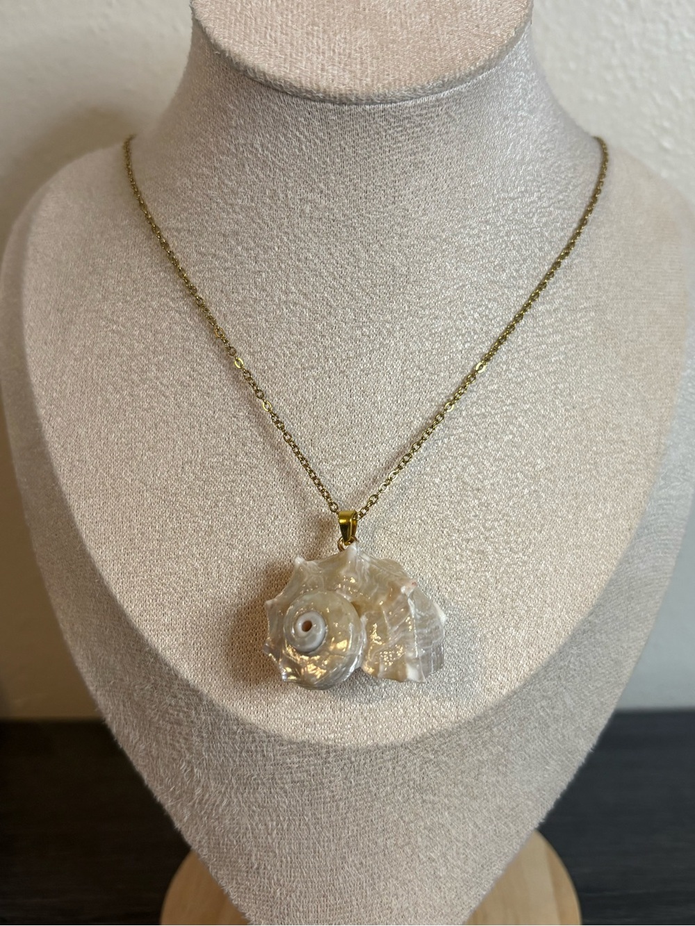 Handmade Gold Conch Shell Necklace